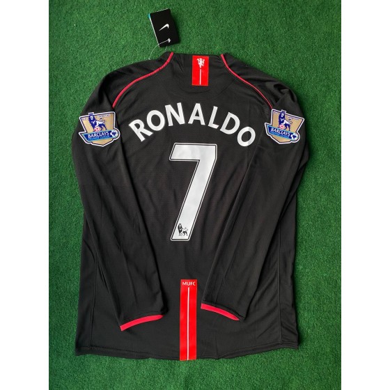 Cristiano Ronaldo 2007-2008 Manchester United Black Retro Jersey Trikot Camiseta Maillot